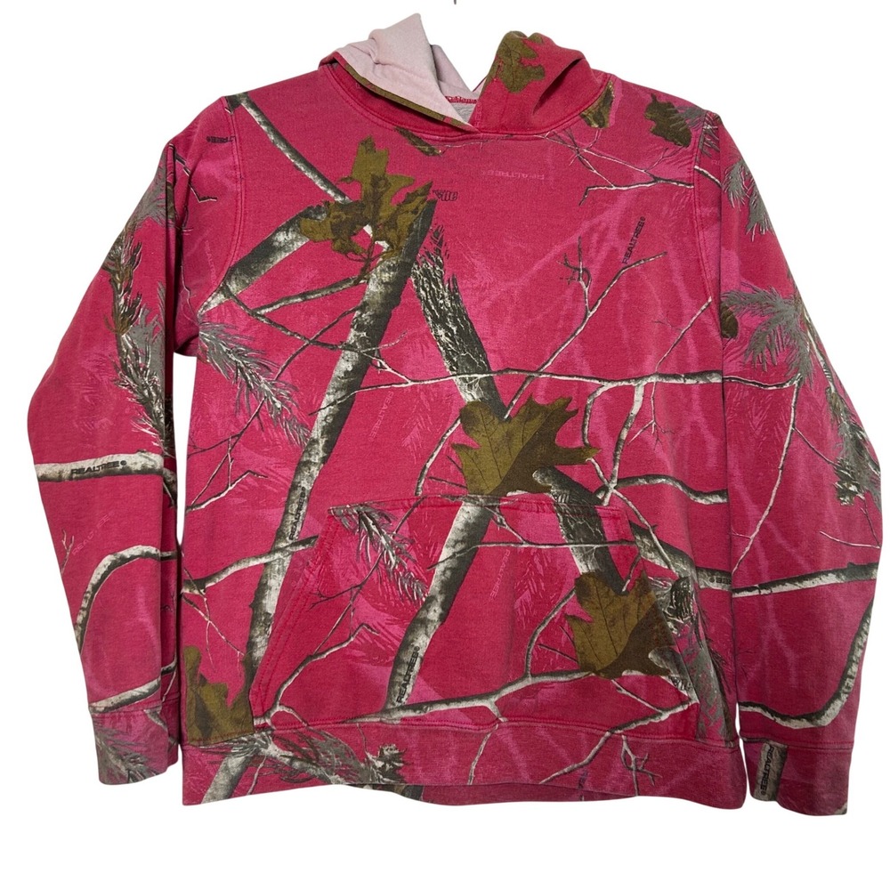 Real Tree‎ Camo Pink Hoodie Sweatshirt Women's Size S Small Pullover Long Sleeve